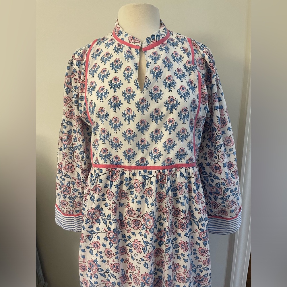 MADISON MATHEWS CHARLESTON DUTCH BLUE FLORAL LINED MAXI RUFFLE DRESS - Picture 6 of 12